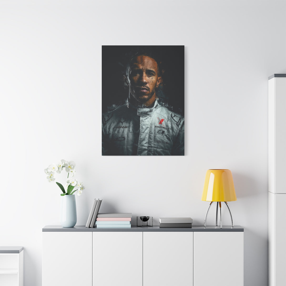 Captivating Lewis Hamilton Portrait - Stretched Canvas Fine Art Print, Ready to Hang, Wall Art Formula One Gift