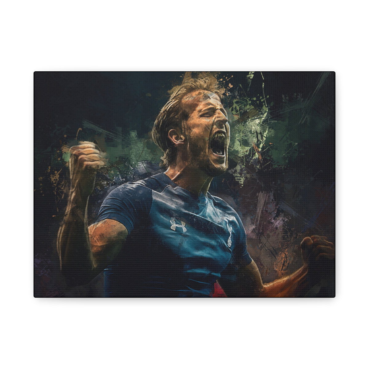 Kane's Glory Expressionist Portrait Painting, Stretched Canvas Football Art Print Poster, Ready to Hang Football Wall Art, Spurs Fan Gift