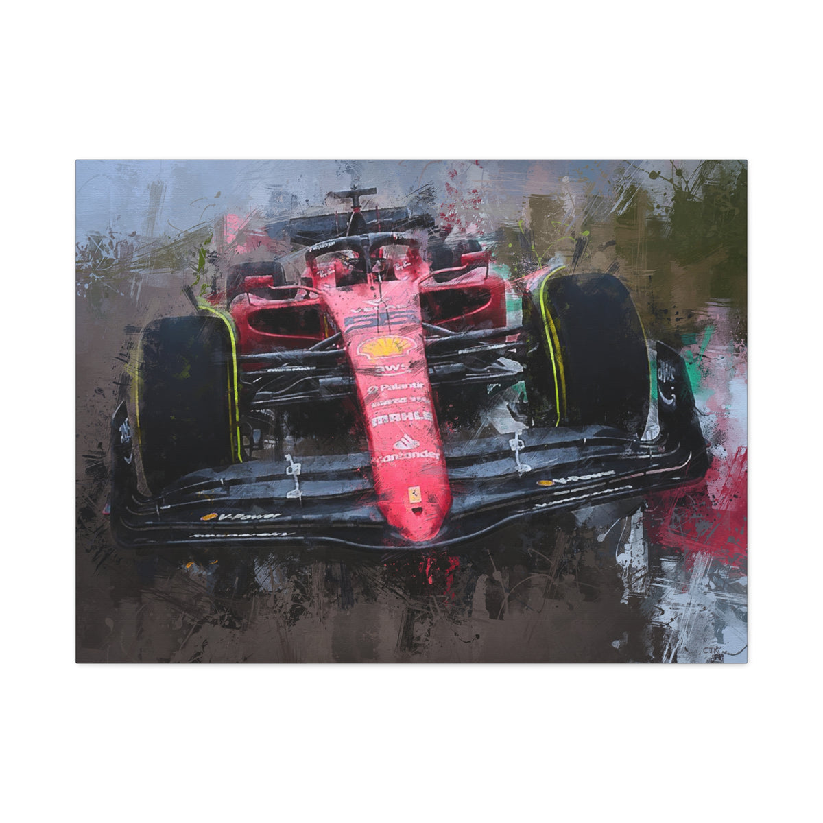 Roar of the Track: Stretched Canvas F1 Racing Car Fine Art Print Poster - Ready to Hang, Wall Art Formula One Gift