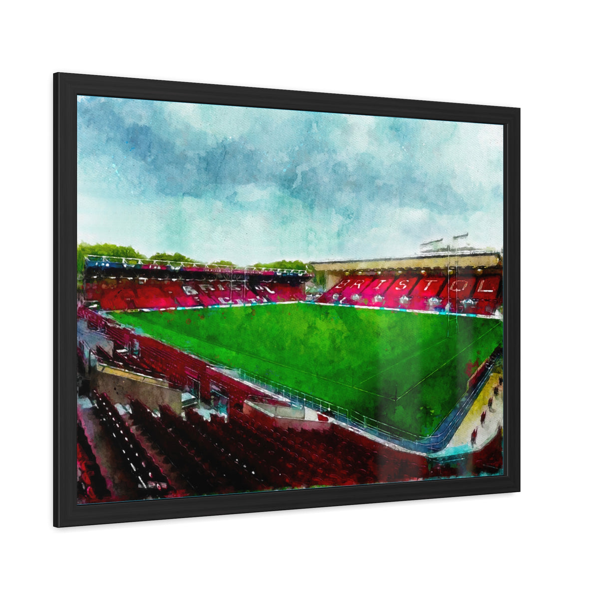 Ashton Aura: Bristol Rugby Painting - Ready to Hang Framed Fine Art Rugby Print Poster, Stadium Ground Wall Art, Bears Rugby Fan Gift