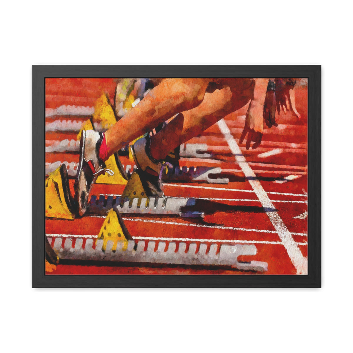 Capture the Sprint Race Thrill - Expressionist Modern Art Watercolour Painting Print, Ready to Hang Framed, Athletics Wall Art, Athletics Fan Gift