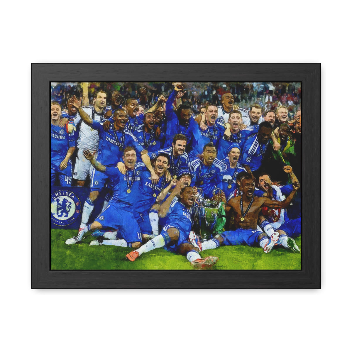 Champions League Winners 2012 Chelsea Watercolour Painting, Ready to Hang Framed Art Print Poster, Chelsea Fan Gift