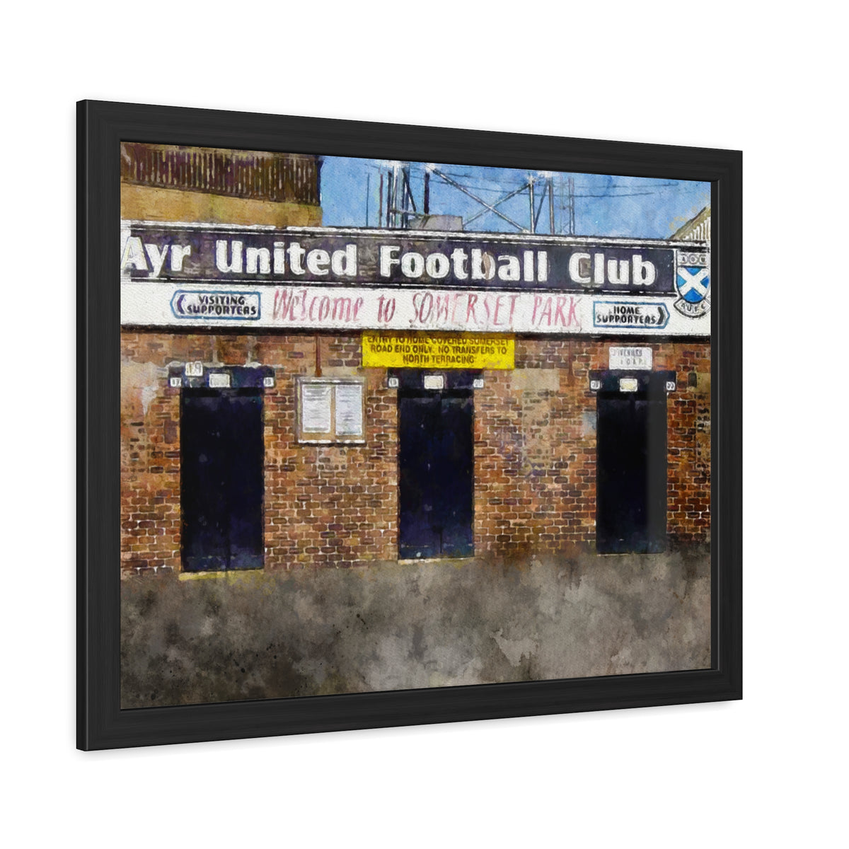 Ayr United Somerset Park Watercolour Painting ,Ready to Hang Framed Watercolour Fine Art Painting Print Poster, Football Wall Art, Soccer Fan Gift