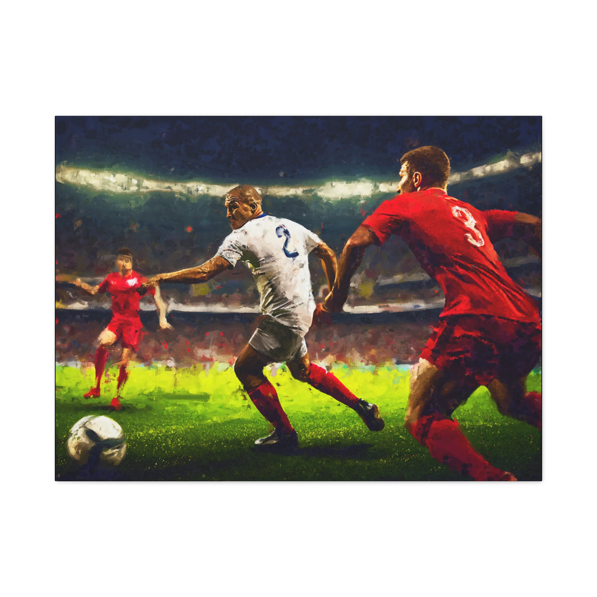 Passion Unleashed: Impressionist Soccer Painting Print on Stretched Canvas - Ready to Hang Football Fine Art Poster, Ideal Football Fan Gift
