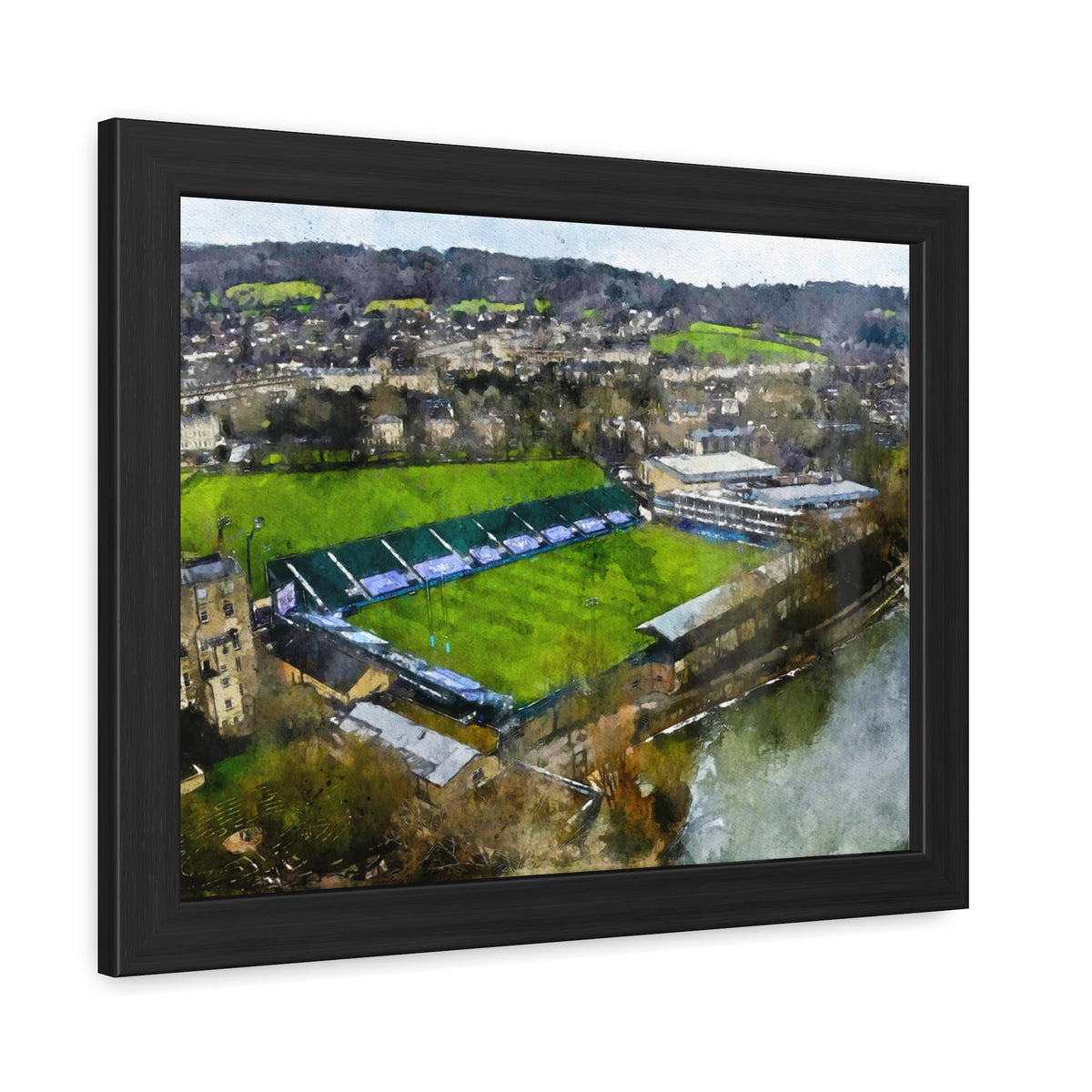 Bath Rugby Bliss: The Recreation Ground Painting- Ready to Hang Framed Fine Art Rugby Print Poster, Stadium Ground Wall Art, Rugby Fan Gift