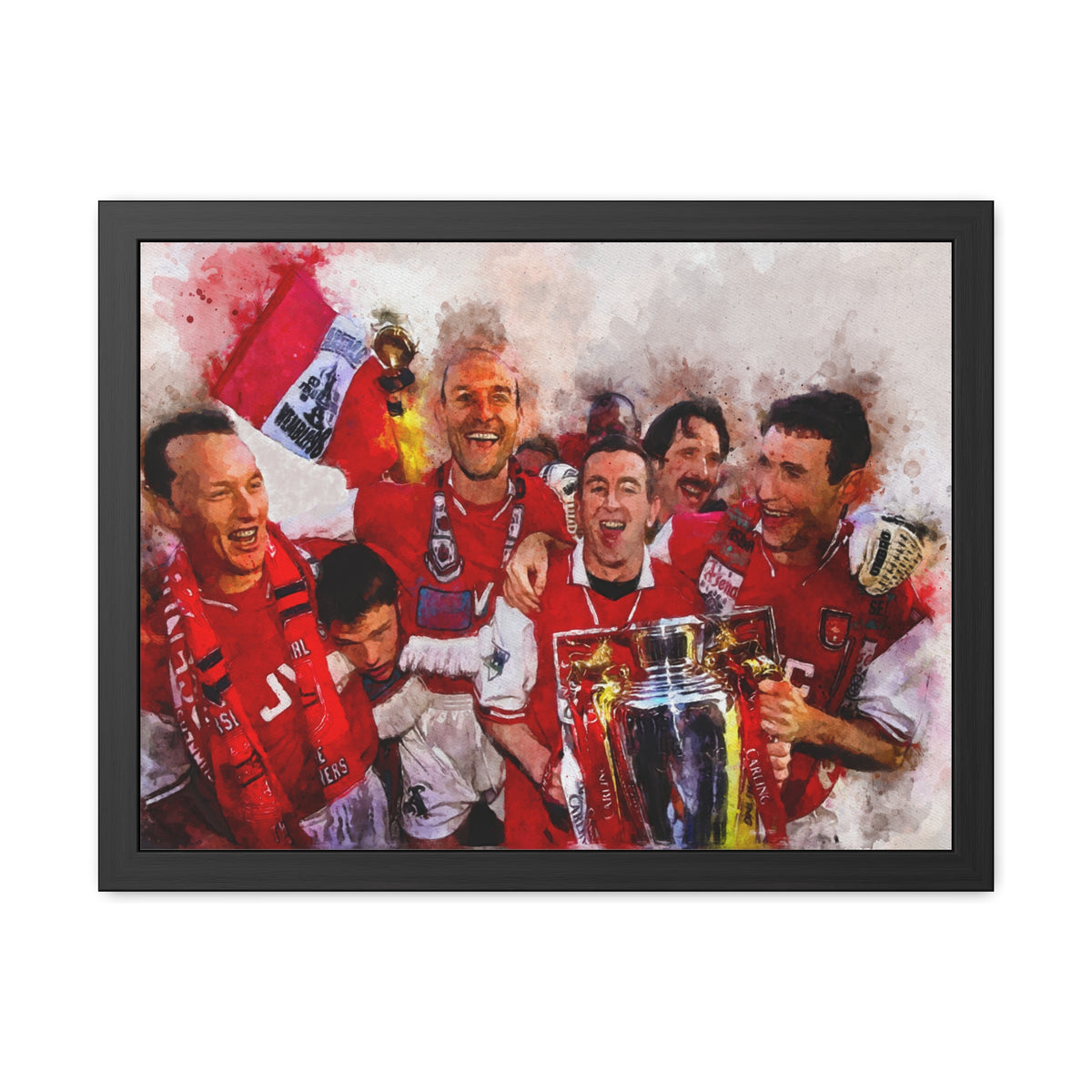 Premiership Winners 1998 Arsenal Watercolour Painting, Ready to Hang Framed Art Print Poster, Gunners Fan Gift
