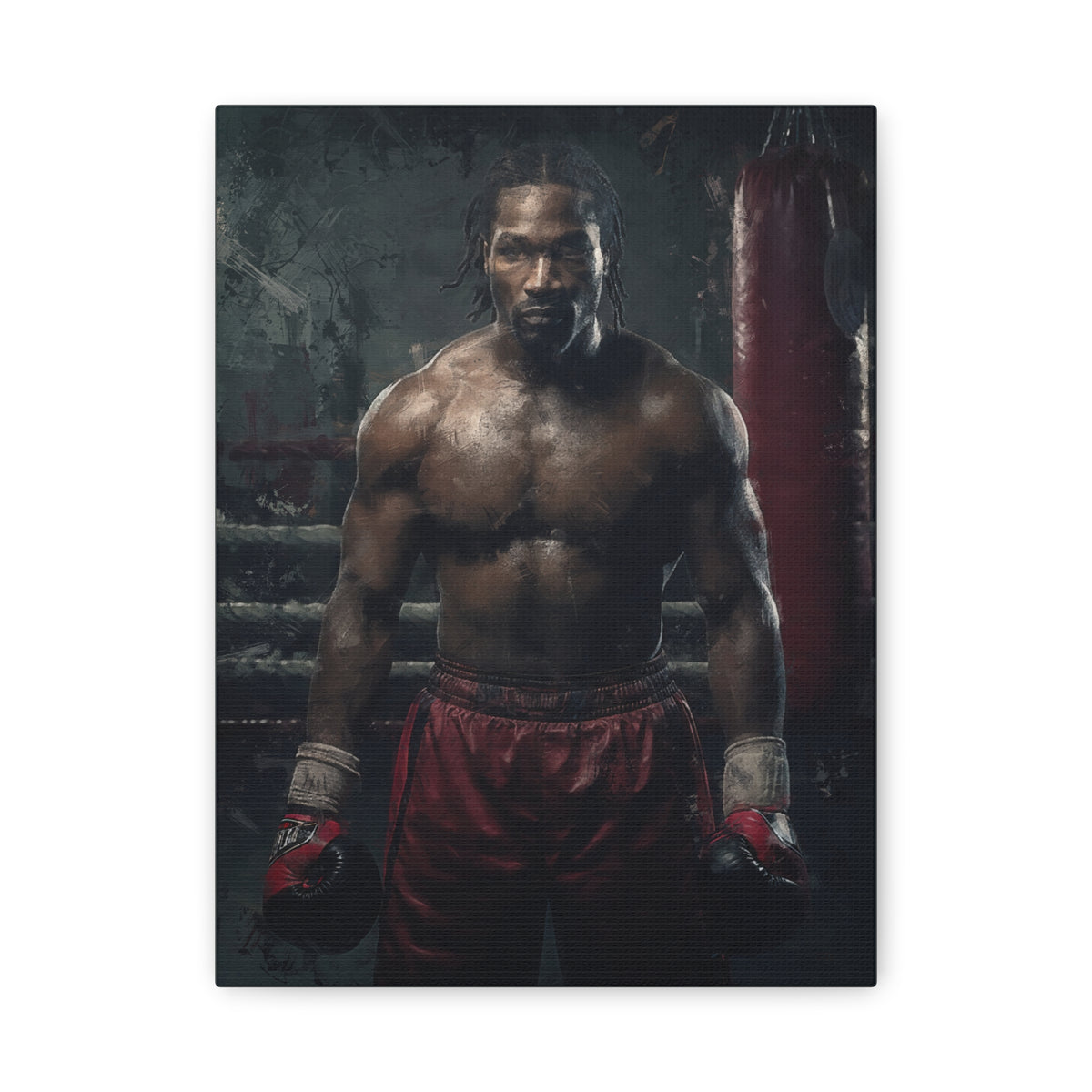 Lennox Lewis: Dynamic Boxing Brilliance - Stretched Canvas Fine Art Boxing Print Poster, Ready to Hang, Wall Art Boxing Gift