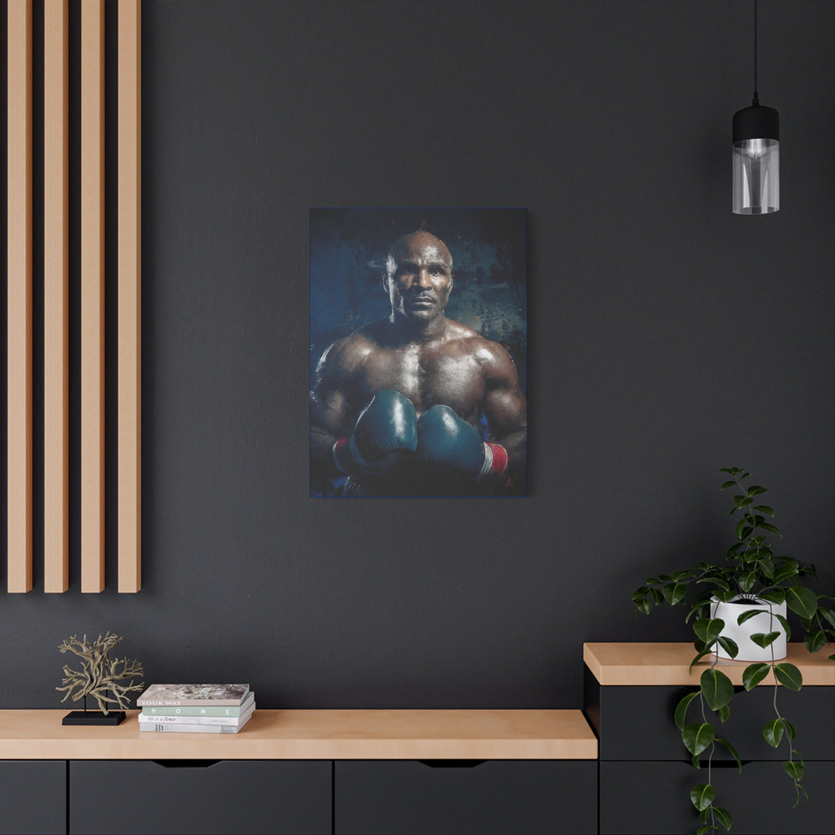 Evander's Essence: Stretched Canvas Fine Art Boxing Print Poster - Ready to Hang, Wall Art Boxing Gift