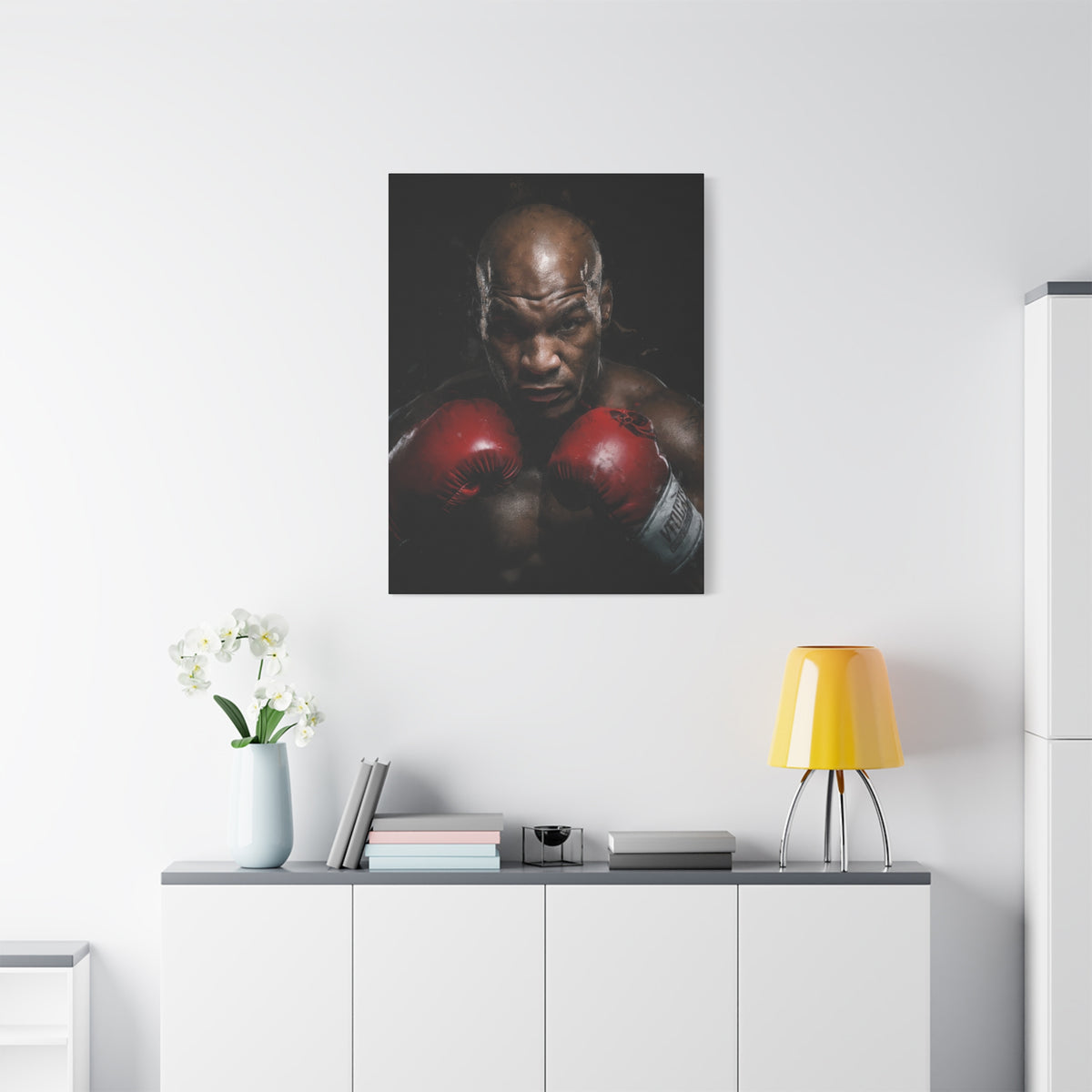 Red Glove Boxing Power: Stretched Canvas Fine Art Boxing Print Poster - Ready to Hang, Wall Art Boxing Gift