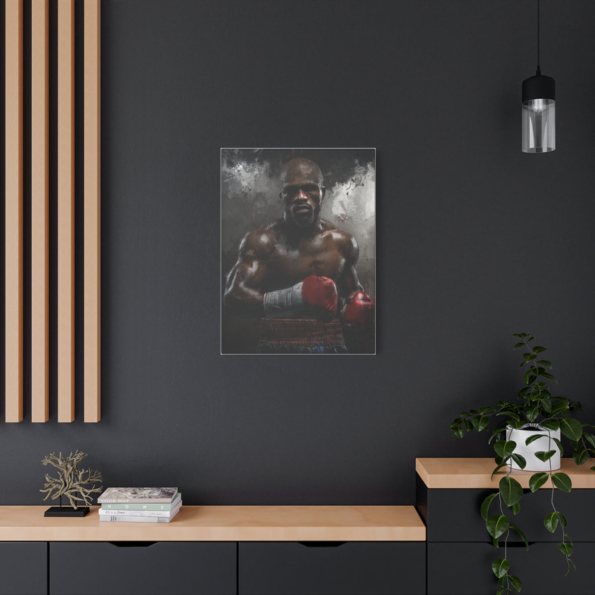 Floyd Mayweather Jr. Portrait Painting: Stretched Canvas Fine Art Boxing Print Poster - Ready to Hang, Wall Art Boxing Gift