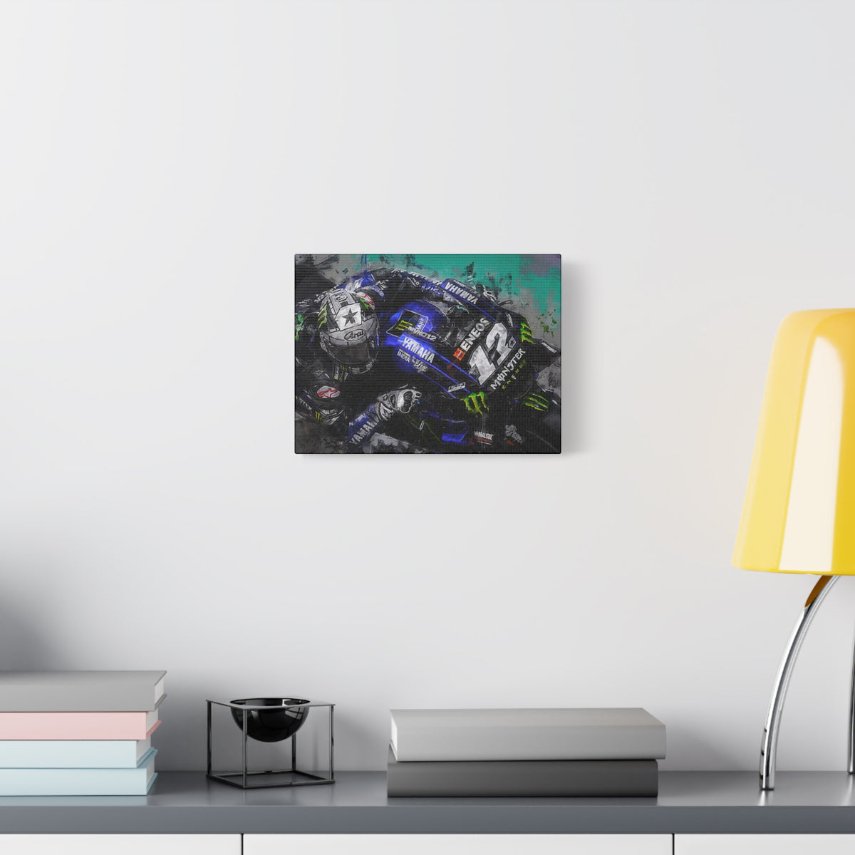 Dynamic MotoGP Thrills: Stretched Canvas Fine Art Print Poster - Ready to Hang, Wall Art MotoGP Gift