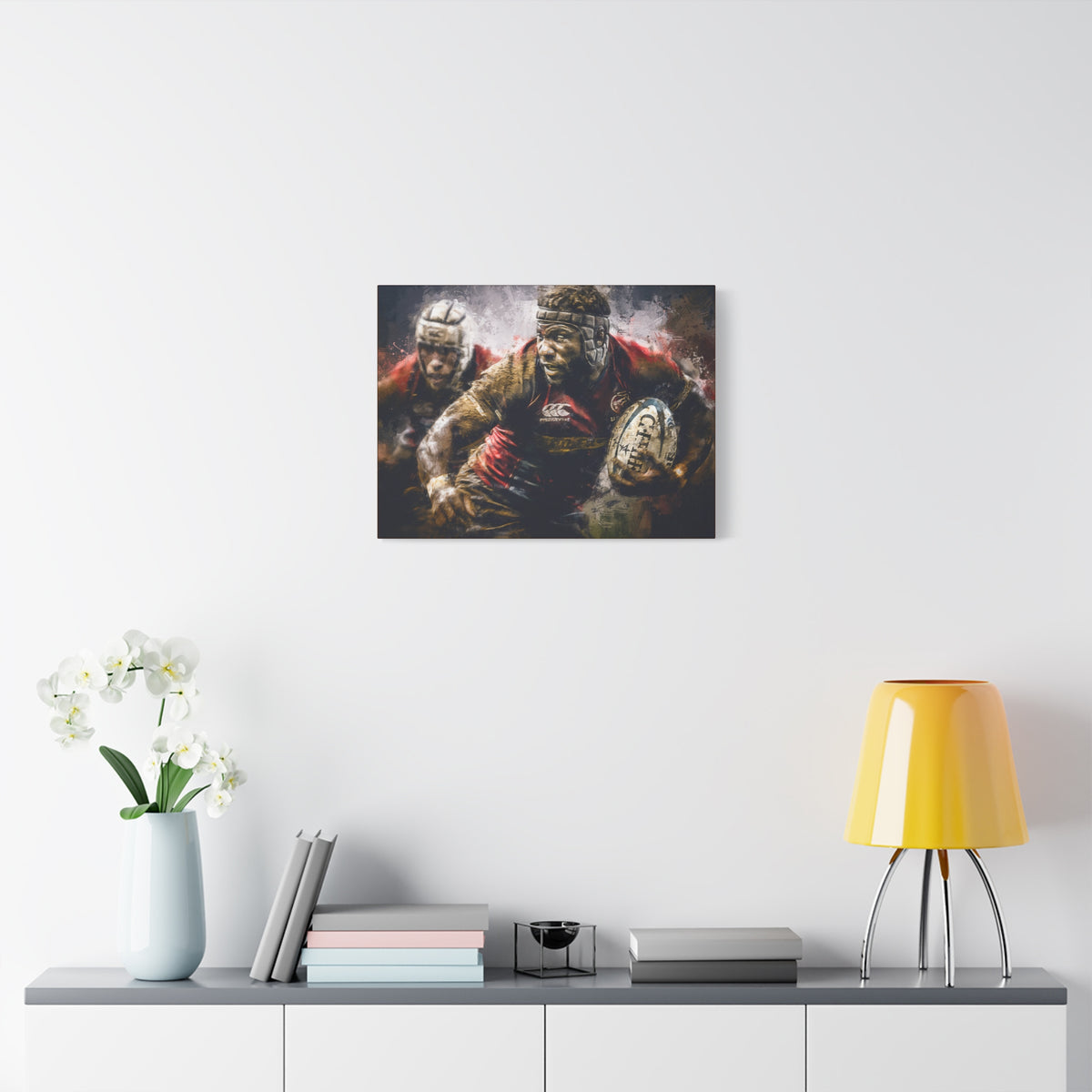 Mud & Passion: Expressionist Canvas Fine Art Print Poster - Ready to Hang Wall Art, Rugby Fan Gift