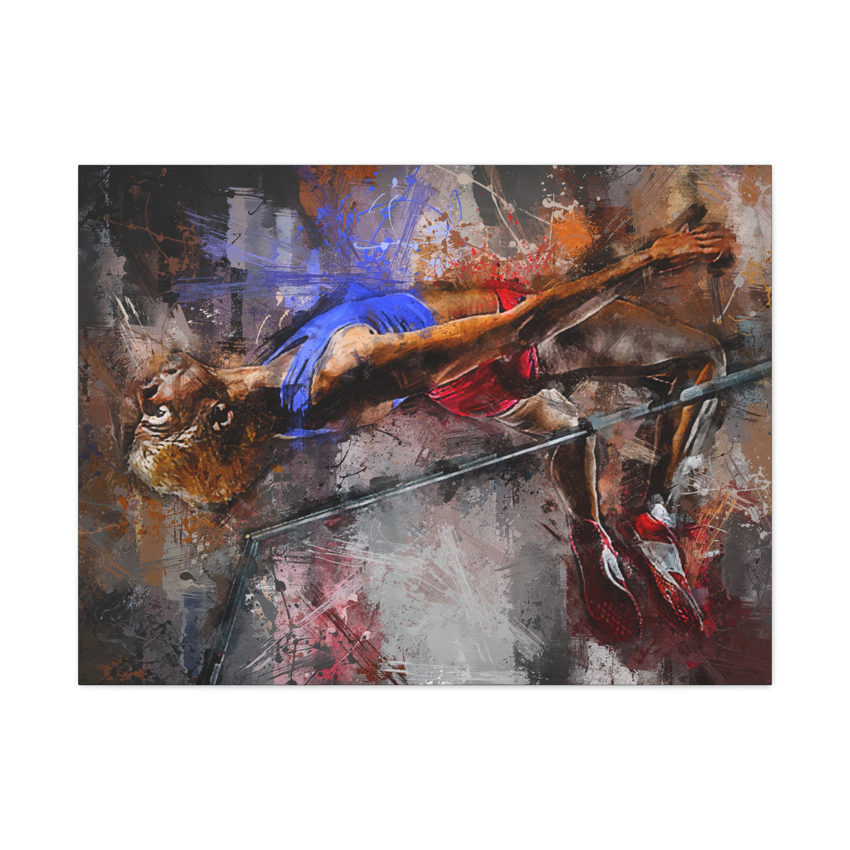 Expressionist Art Thrilling High Jumper Canvas Print - Athletics Wall Art, Athletics Poster, Athletics Gift - Stretched Canvas Athletics Fine Art Print Poster- Ready to Hang Wall Art, High Jump Fan Gift