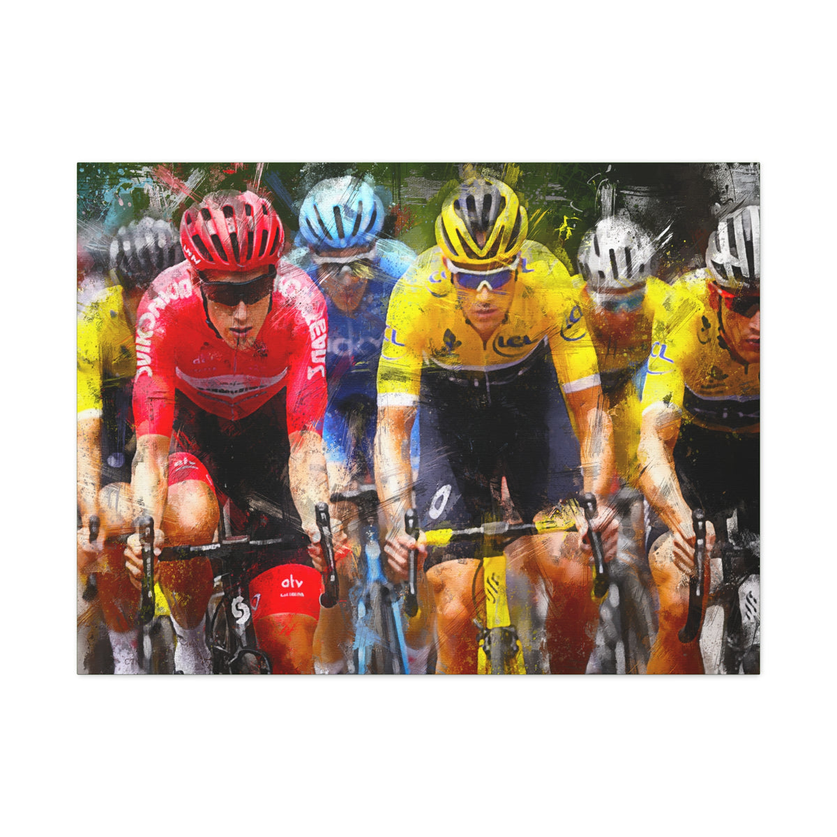 Cycling Harmony: Expressionist Oil Painting Canvas Art Print - Ready to Hang  Matte Canvas, Stretched, 1.25"