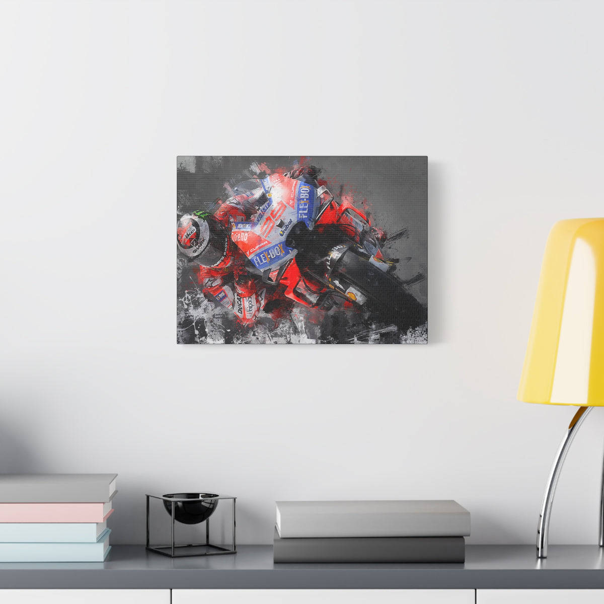 Expressive Speed: Stretched Canvas Fine Art MotoGP Print Poster - Ready to Hang, Wall Art MotoGP Gift