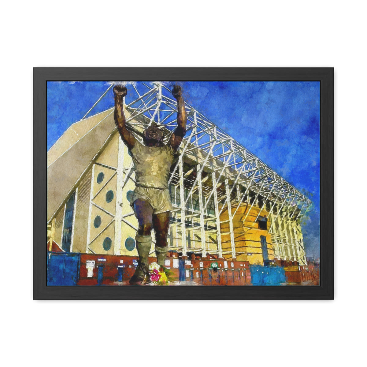 Leeds Elland Road,. Ready to Hang Framed Watercolour Fine Art Painting Print Poster, Football Wall Art, Soccer Fan Gift