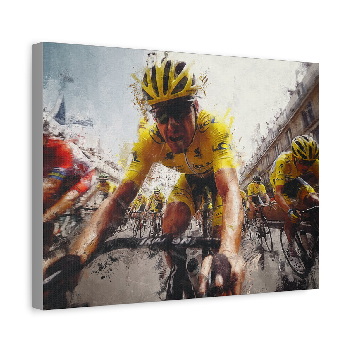 Brussels Cycling Classic Elegance: Oil Painting Print, Cycling Art for Home Deco