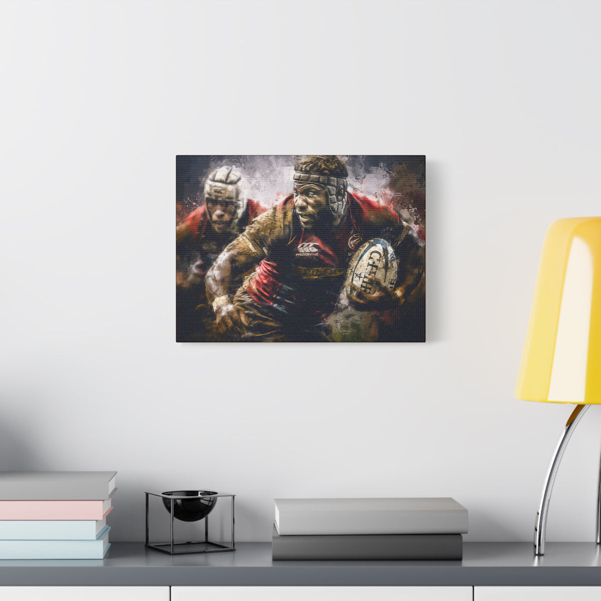 Mud & Passion: Expressionist Canvas Fine Art Print Poster - Ready to Hang Wall Art, Rugby Fan Gift