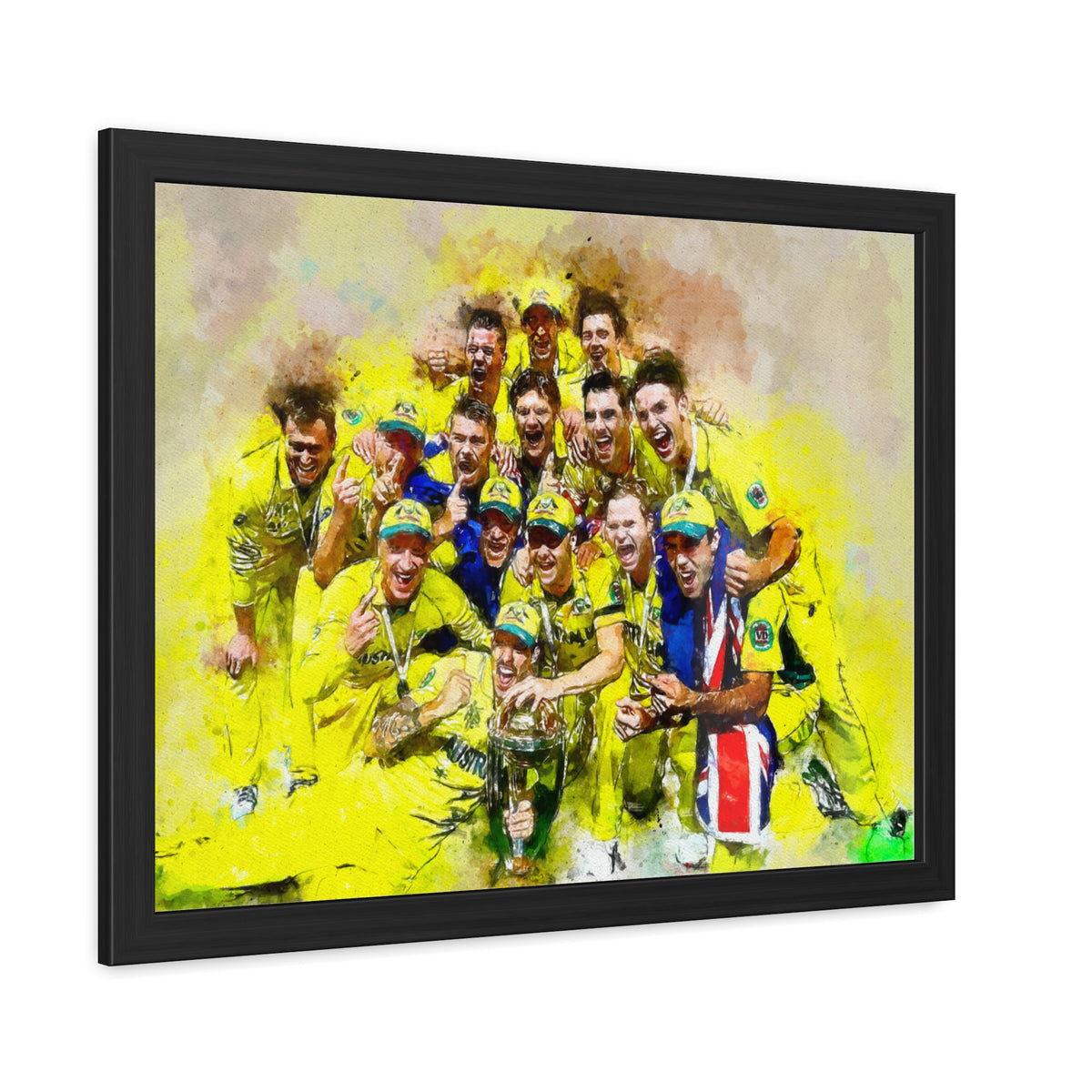 2015 Cricket World Cup Triumph: Australia's Celebratory Elegance in a Watercolour Fine Art Print, Ready to Hang Wall Art Cricket Gift.