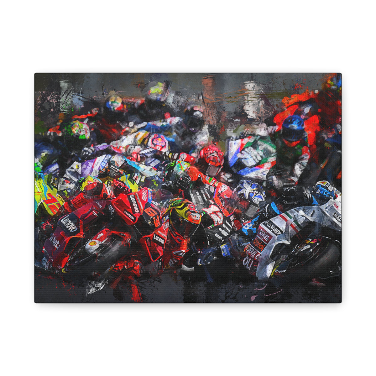 MotoGP Start Line Masterpiece: Stretched Canvas Fine Art Print Poster - Ready to Hang, the Ultimate Wall Art MotoGP Gift