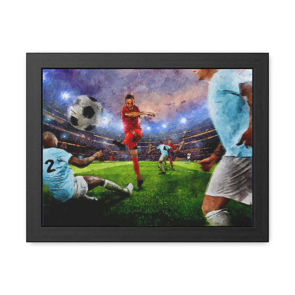 Liverpool Striker Triumphs in Stunning Painting! Ready to Hang Framed Watercolour Fine Art Print Poster, Football Wall Art, Soccer Fan Gift