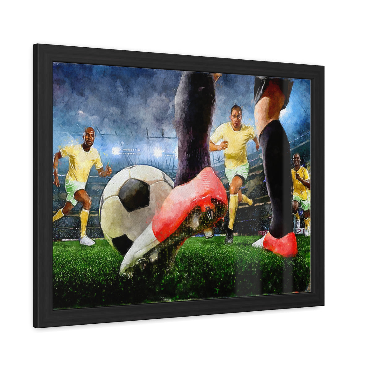 Soccer Player Expressive Art Captures Match Day Magic! Ready to Hang Framed Watercolour Fine Art Painting Print Poster, Soccer Fan Gift