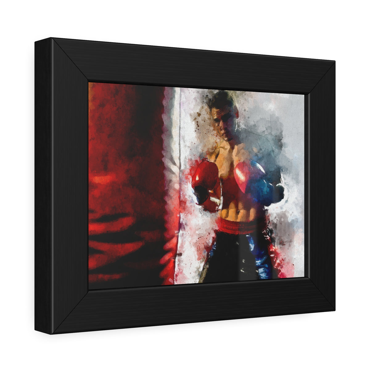 Punching Power: Framed Watercolor Fine Art Boxing Print Poster- Ready to Hang, Wall Art Boxing Gift