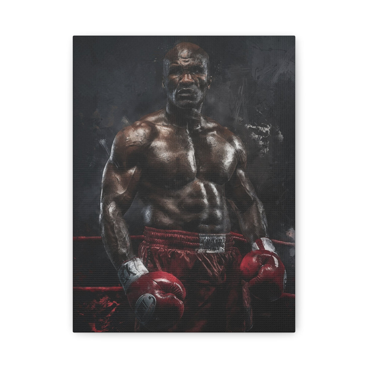Evander Holyfield Portrait Painting: Stretched Canvas Fine Art Boxing Print Poster - Ready to Hang, Wall Art Boxing Gift