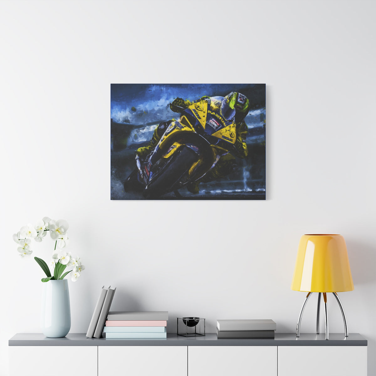 Feel the Thrill: Impressionist MotoGP Bike Rider, Fine Art Print on Stretched Matte Canvas - Ready to Hang, Wall Art MotoGP Gift.