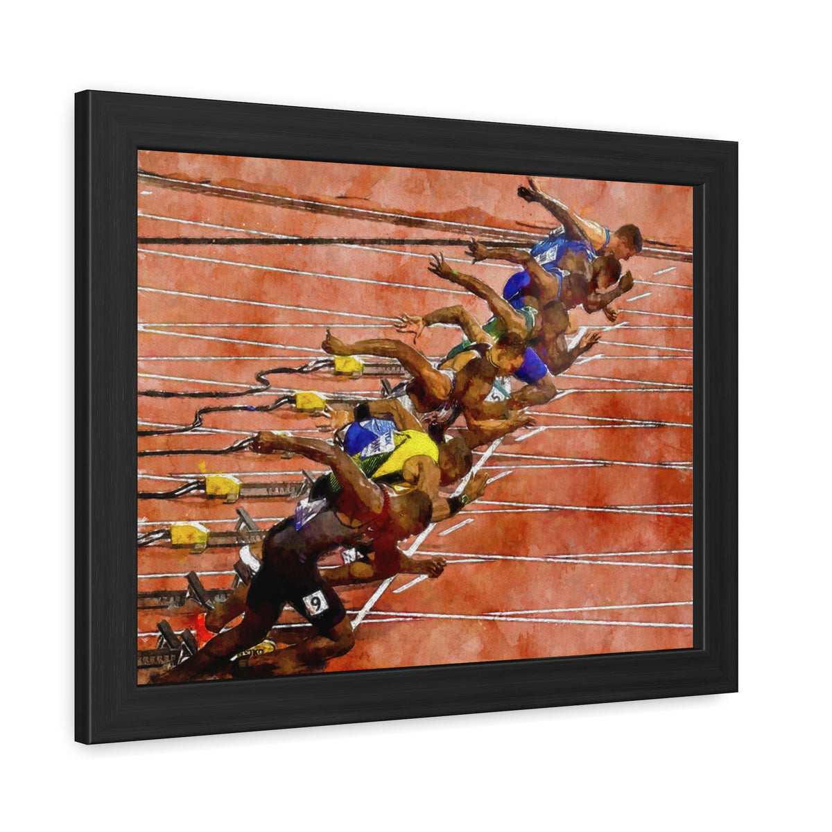 Bold Sprint Racer Expressionist Art - Framed Watercolour Print, Perfect Match Day Memorabilia, Ready to Hang, Athletics Wall Art, Athletics Fan Gift
