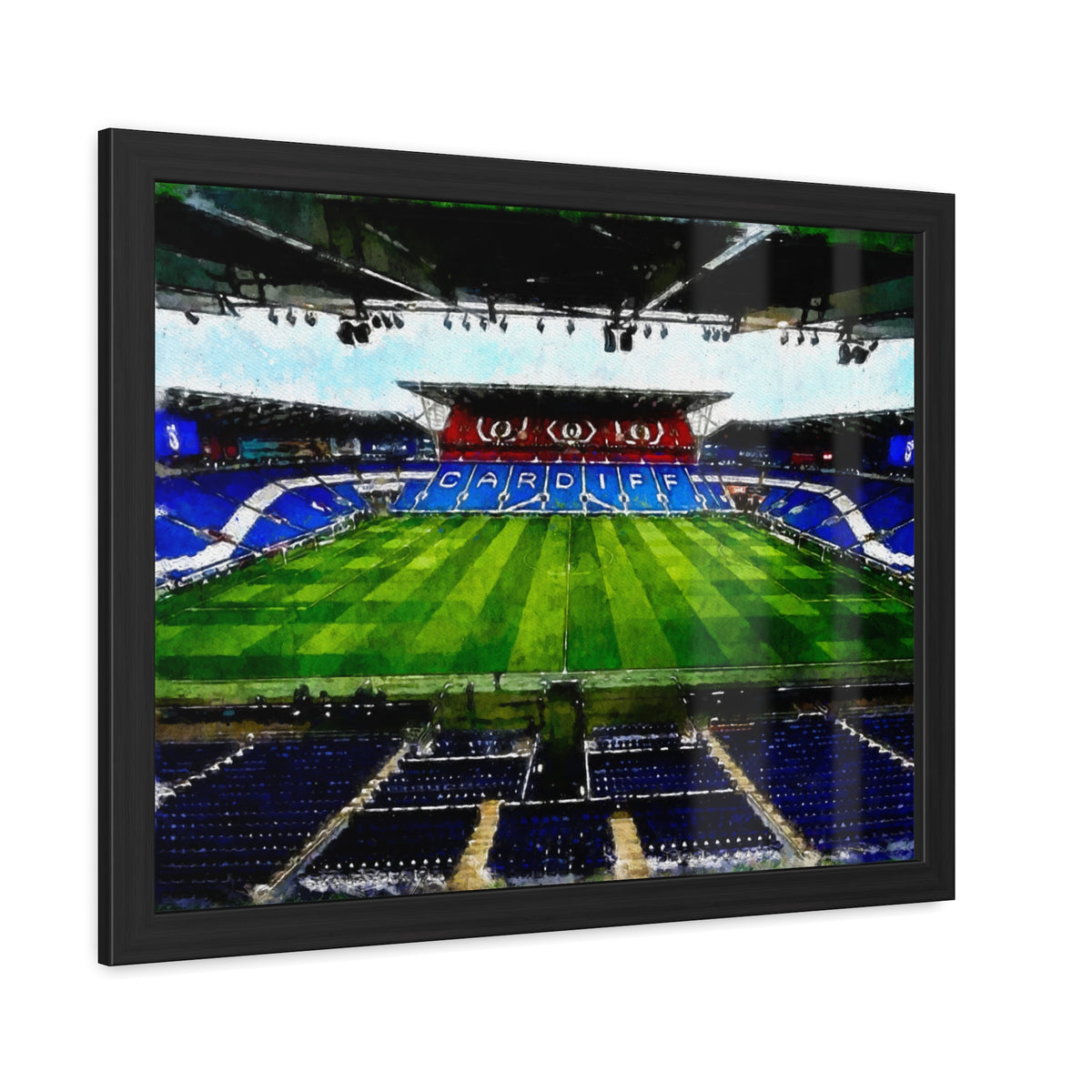 Cardiff City Stadium. Ready to Hang Framed Watercolour Fine Art Painting Print Poster, Football Wall Art, Soccer Fan Gift