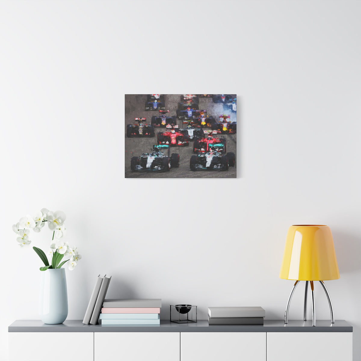 Fuel Your Walls with Speed: Stretched Matte Canvas Fine Art F1 Print Poster - Ready to Hang, Wall Art Formula One Gift