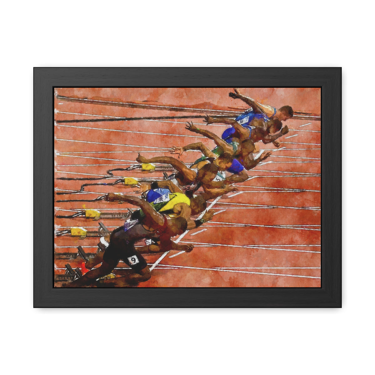 Bold Sprint Racer Expressionist Art - Framed Watercolour Print, Perfect Match Day Memorabilia, Ready to Hang, Athletics Wall Art, Athletics Fan Gift