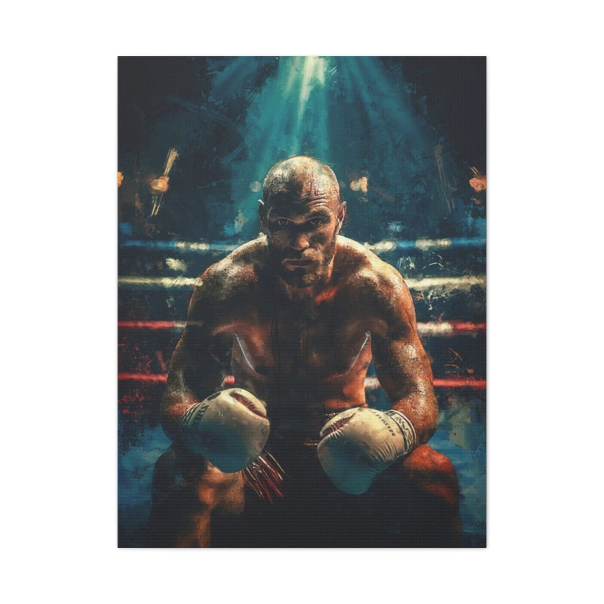 Fury Unleashed: Stretched Canvas Fine Art Boxing Print - Ready to Hang, Wall Art Boxing Gift