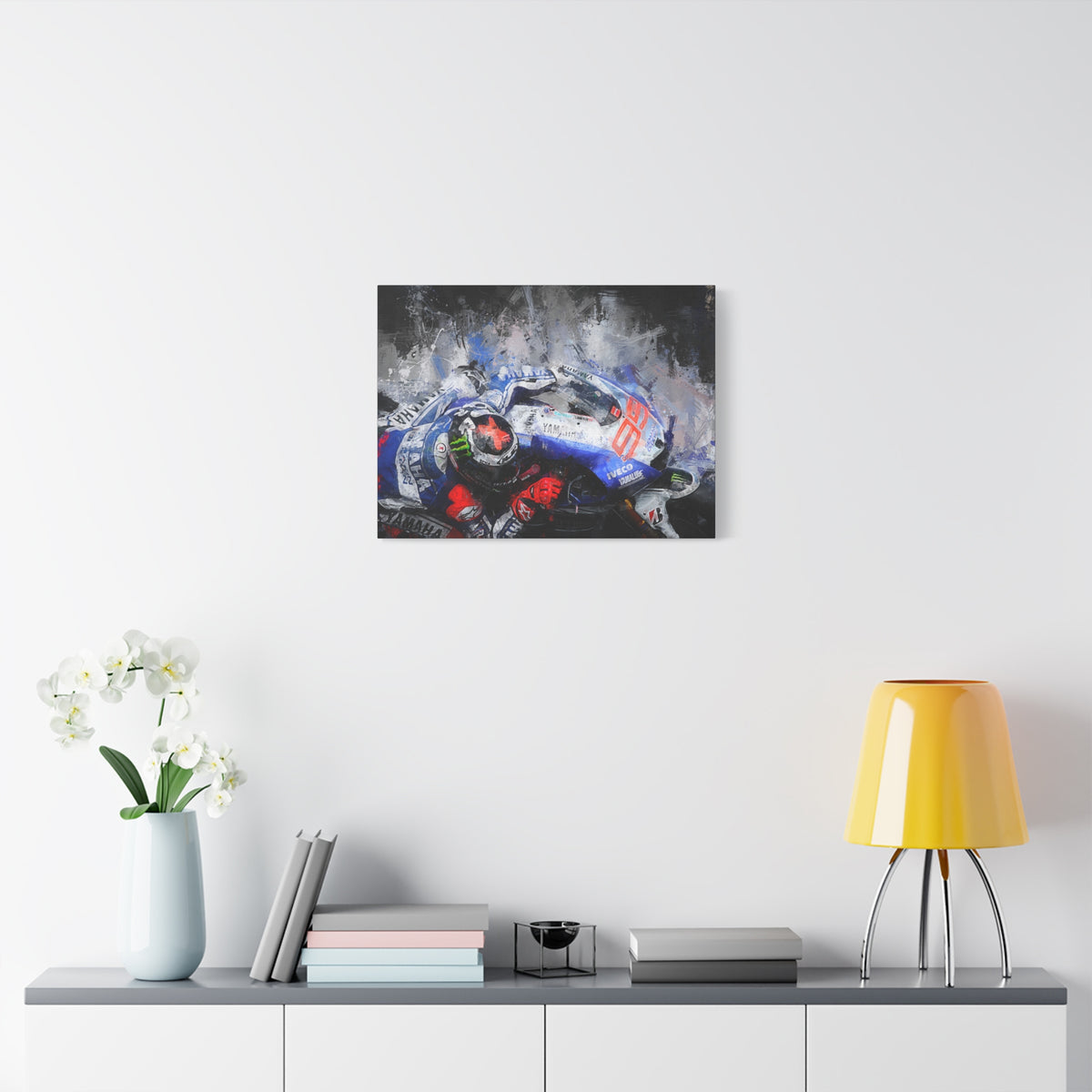 Ride the Rush with Jorge Lorenzo : Stretched Canvas Fine Art MotoGP Print Poster - Ready to Hang, Wall Art MotoGP Gif