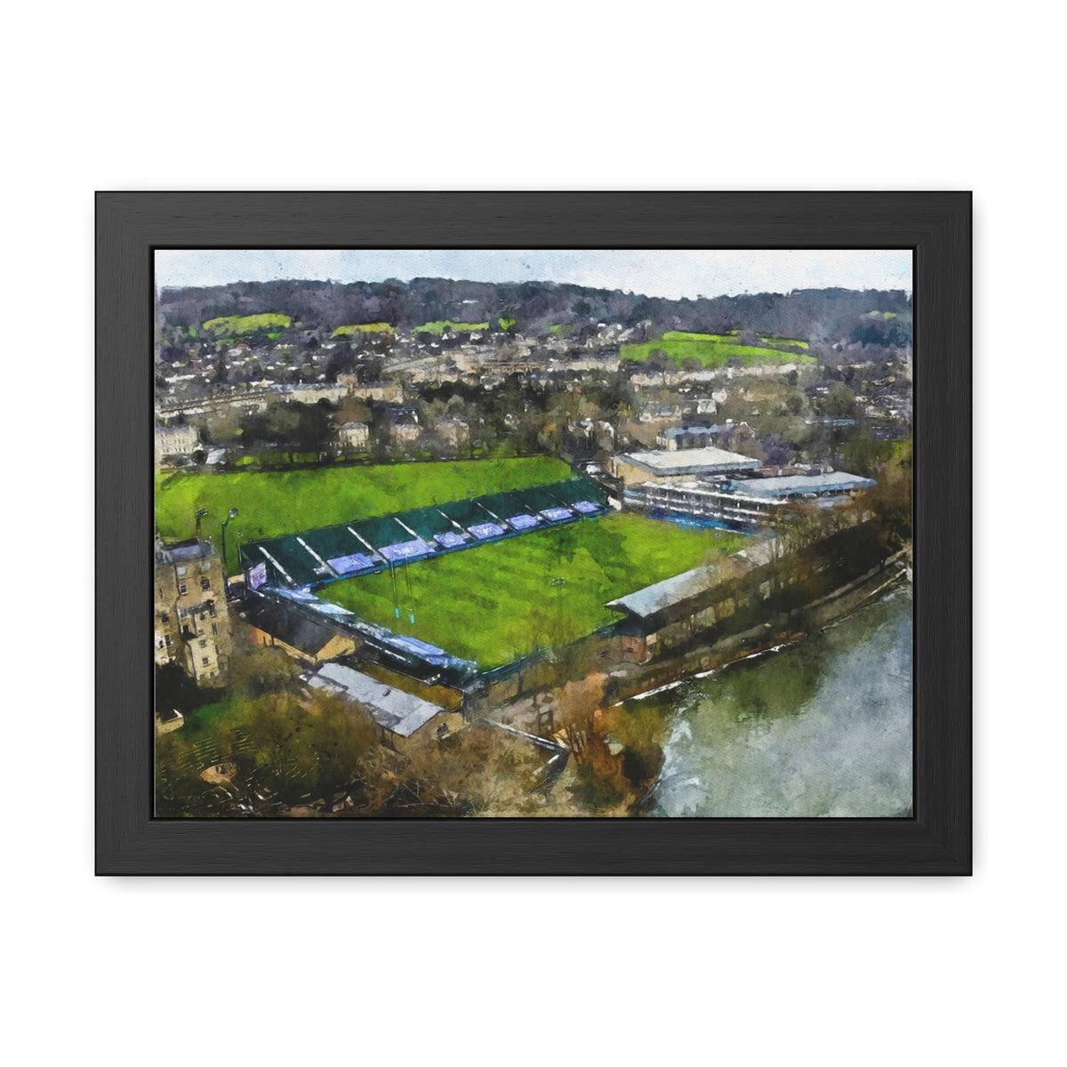 Bath Rugby Bliss: The Recreation Ground Painting- Ready to Hang Framed Fine Art Rugby Print Poster, Stadium Ground Wall Art, Rugby Fan Gift