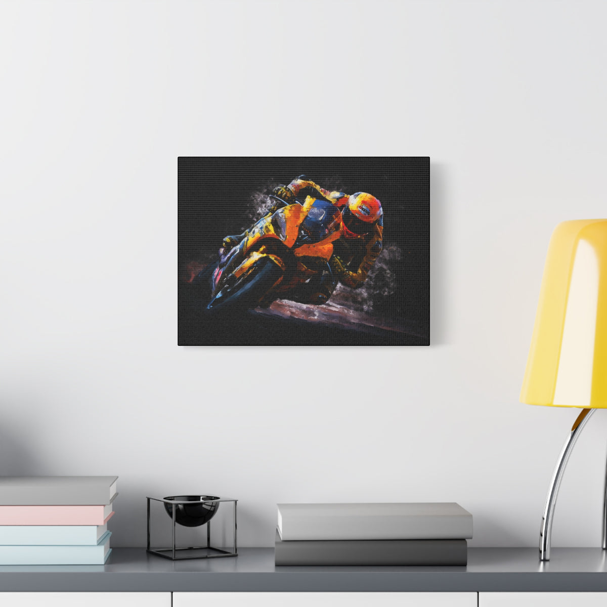 Impressionist MotoGP Bliss: Stretched Canvas Fine Art Print Poster - Ready to Hang, Wall Art MotoGP Gift