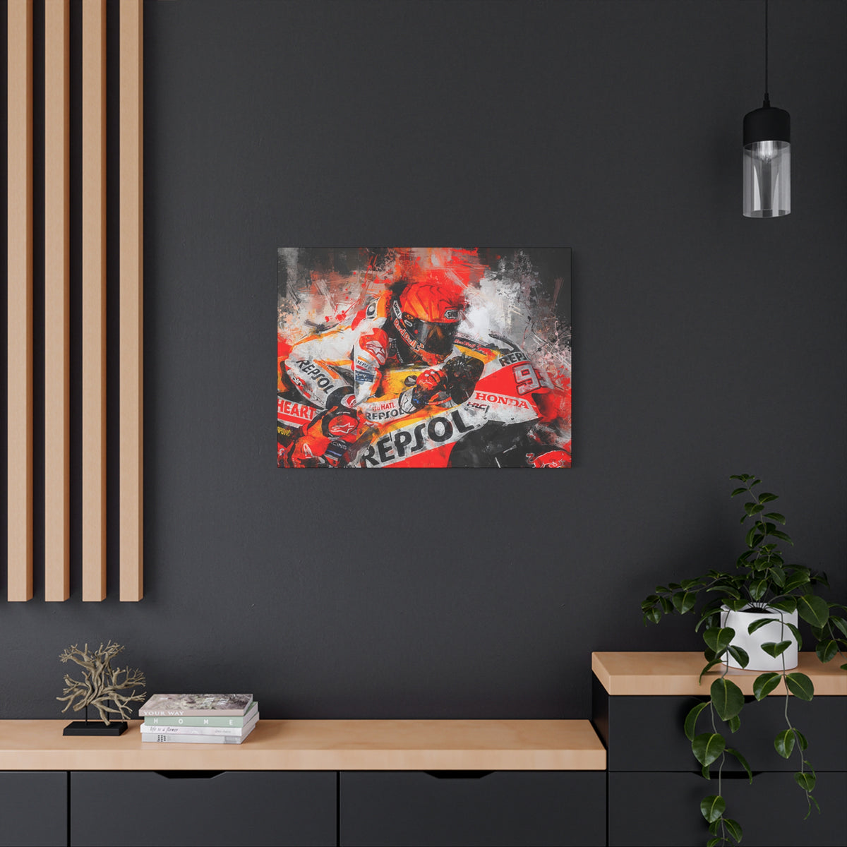 Racing Passion Unleashed: Stretched Canvas Fine Art MotoGP Print Poster - Ready to Hang, Wall Art MotoGP Gift