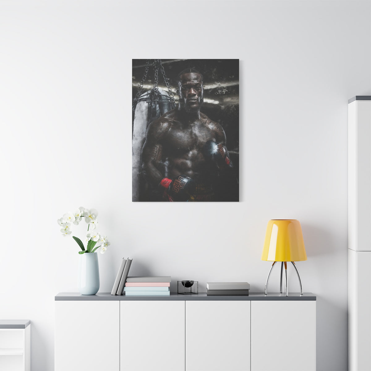 Deontay Wilder Portrait Painting: Power and Precision - Stretched Canvas Fine Art Boxing Print Poster, Ready to Hang, Wall Art Boxing Gift