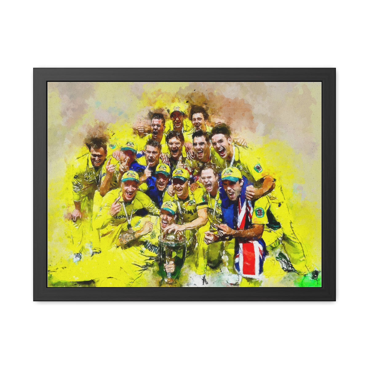 2015 Cricket World Cup Triumph: Australia's Celebratory Elegance in a Watercolour Fine Art Print, Ready to Hang Wall Art Cricket Gift.