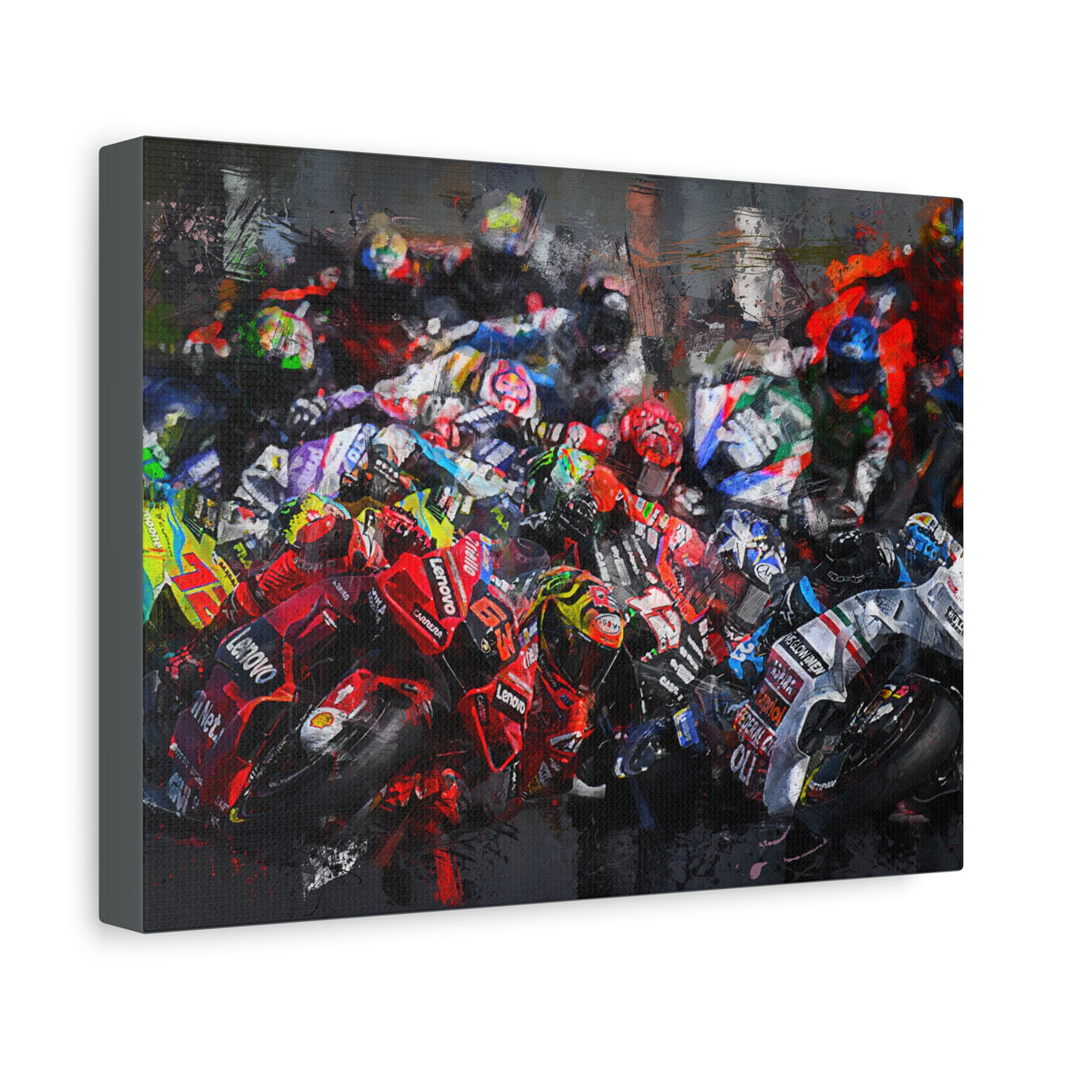 MotoGP Start Line Masterpiece: Stretched Canvas Fine Art Print Poster - Ready to Hang, the Ultimate Wall Art MotoGP Gift