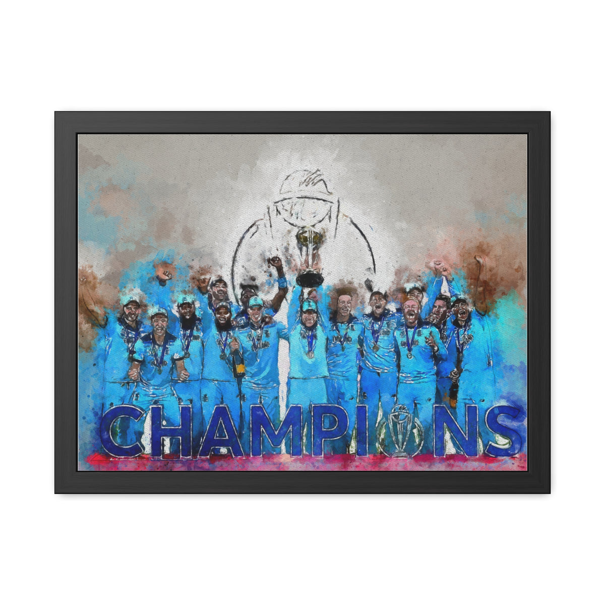 2019 Cricket World Cup Glory: England's Triumph in a Watercolour Fine Art Print, Ready to Hang Wall Art Cricket Gift.