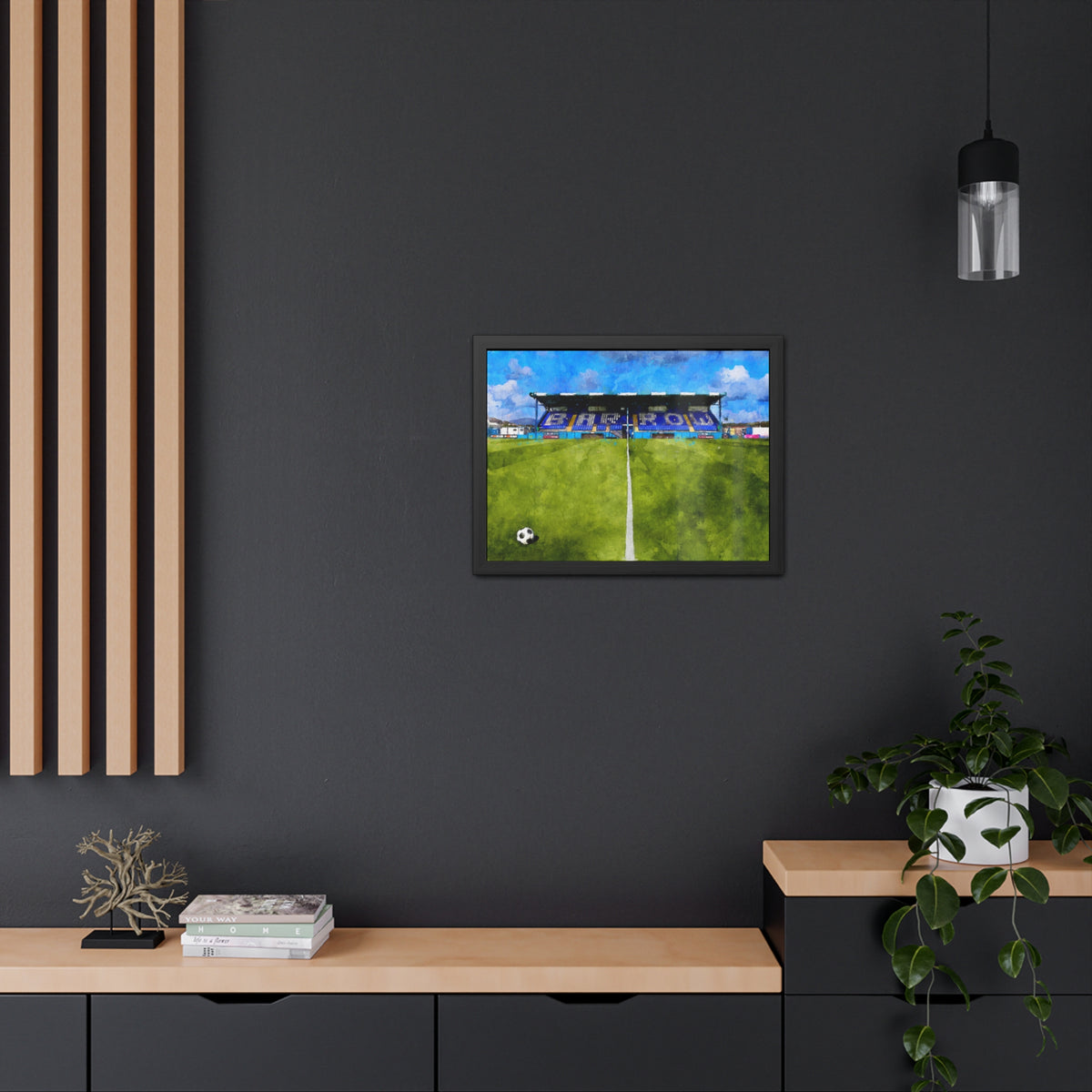 Barrow Holker Street Watercolour Fine Art Painting - Ready to Hang Framed Print Poster, Football Wall Art, Soccer Fan Gift