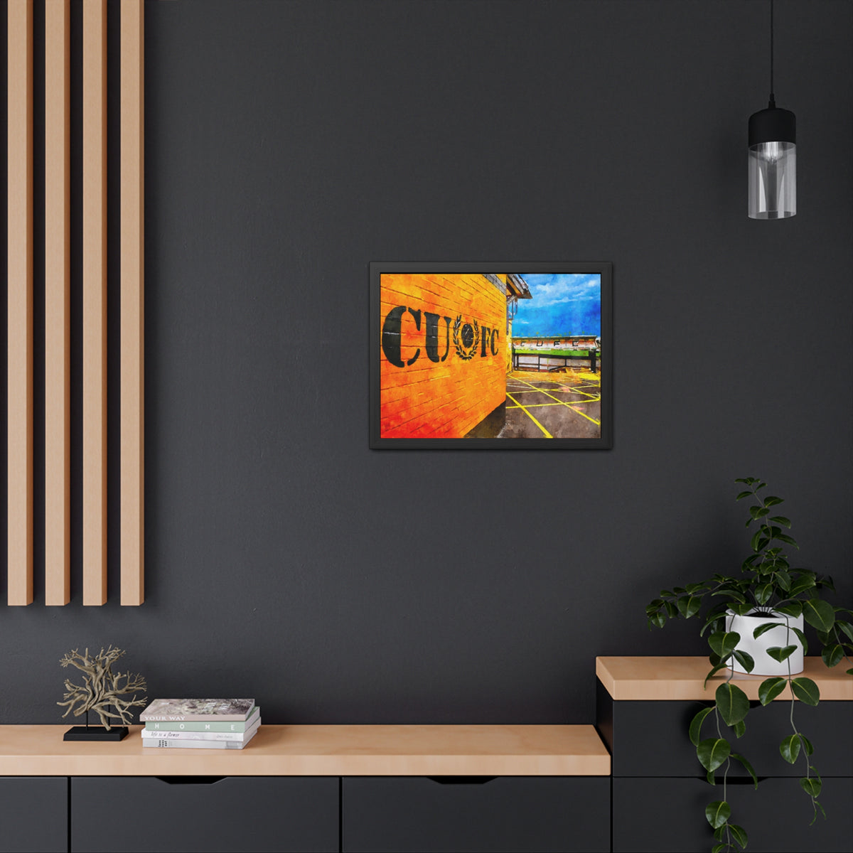 Cambridge United’s Abbey Stadium Print - Ready to Hang Framed Watercolour Fine Art Painting Print Poster, Football Wall Art, Soccer Fan Gift