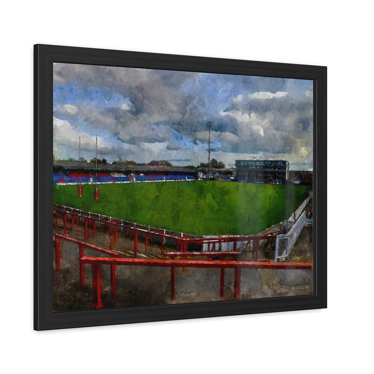 Belle Vue Reverie: Wakefield Painting - Ready to Hang Framed Fine Art Rugby Print Poster, Wildcats Rugby Fan Gift