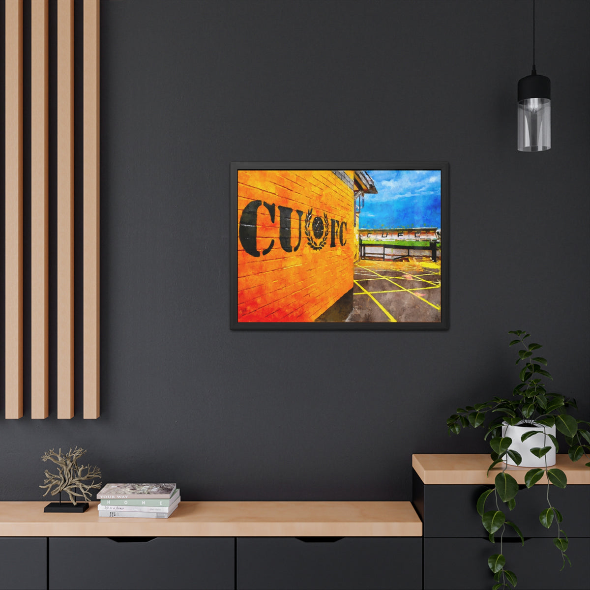 Cambridge United’s Abbey Stadium Print - Ready to Hang Framed Watercolour Fine Art Painting Print Poster, Football Wall Art, Soccer Fan Gift