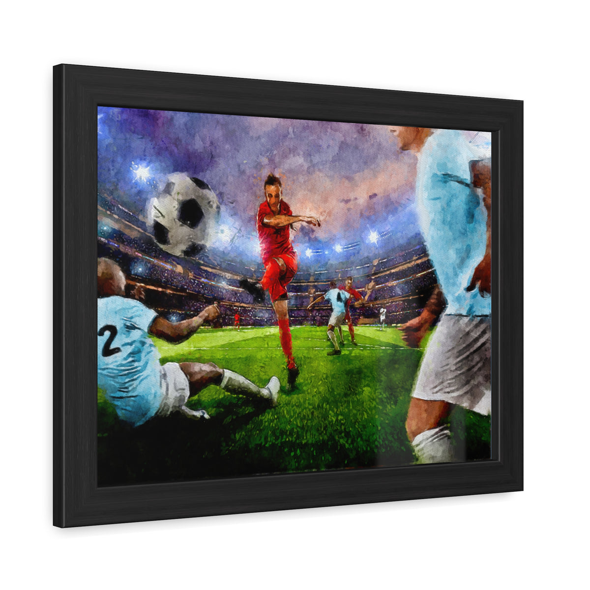 Liverpool Striker Triumphs in Stunning Painting! Ready to Hang Framed Watercolour Fine Art Print Poster, Football Wall Art, Soccer Fan Gift