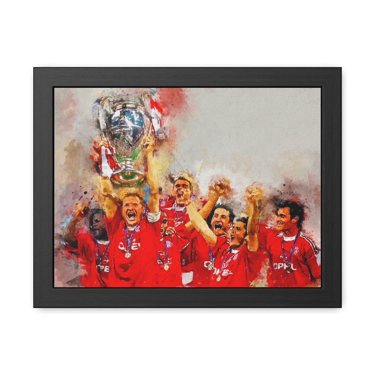 Champions League Winners 2001 Bayern Munich Watercolour Painting, Ready to Hang Framed Art Print Poster, Bayern Fan Gift