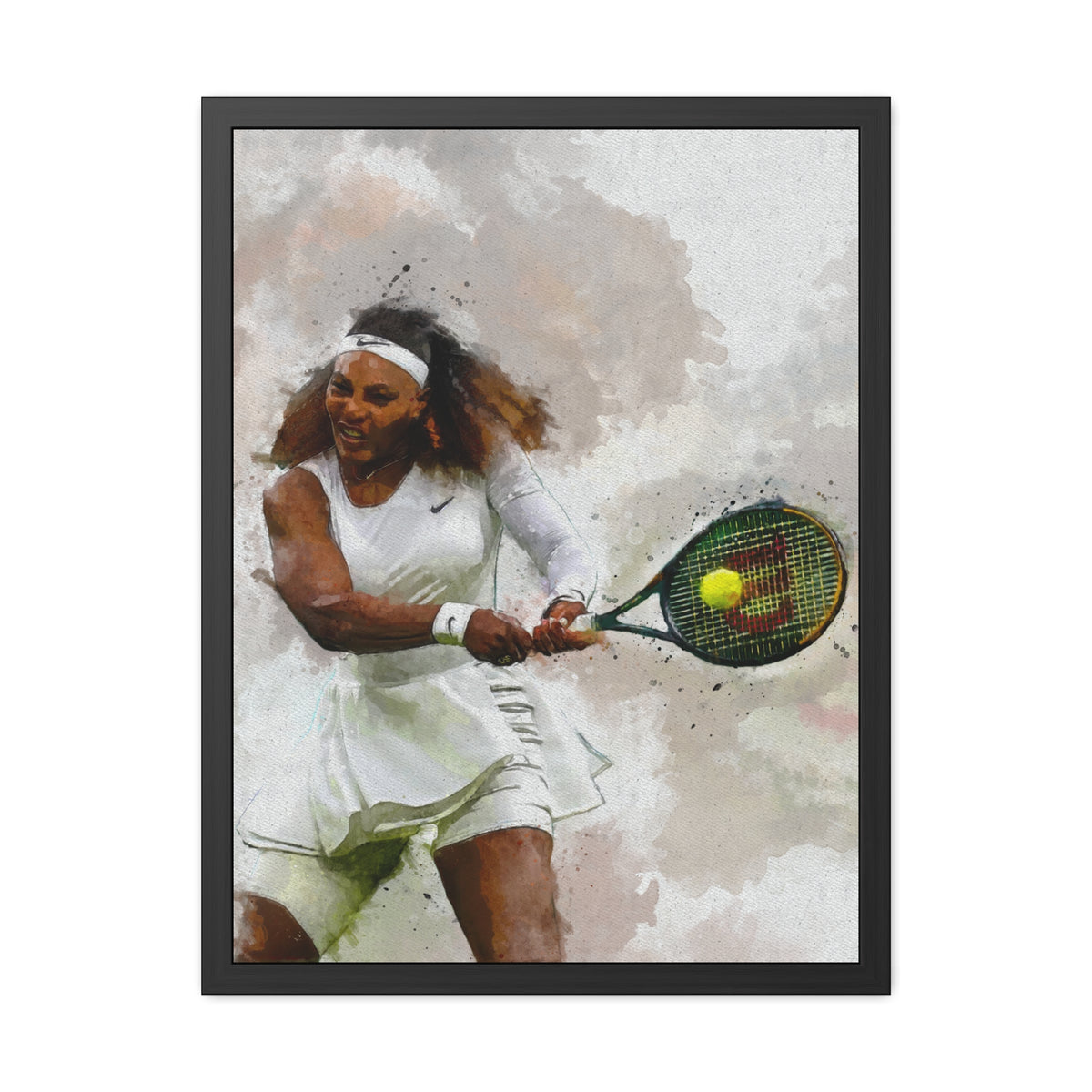 Serena Williams Tennis Legend: Ready to Hang Framed Watercolour Fine Art Painting Print Poster, Tennis Wall Art, Tennis Fan Gift