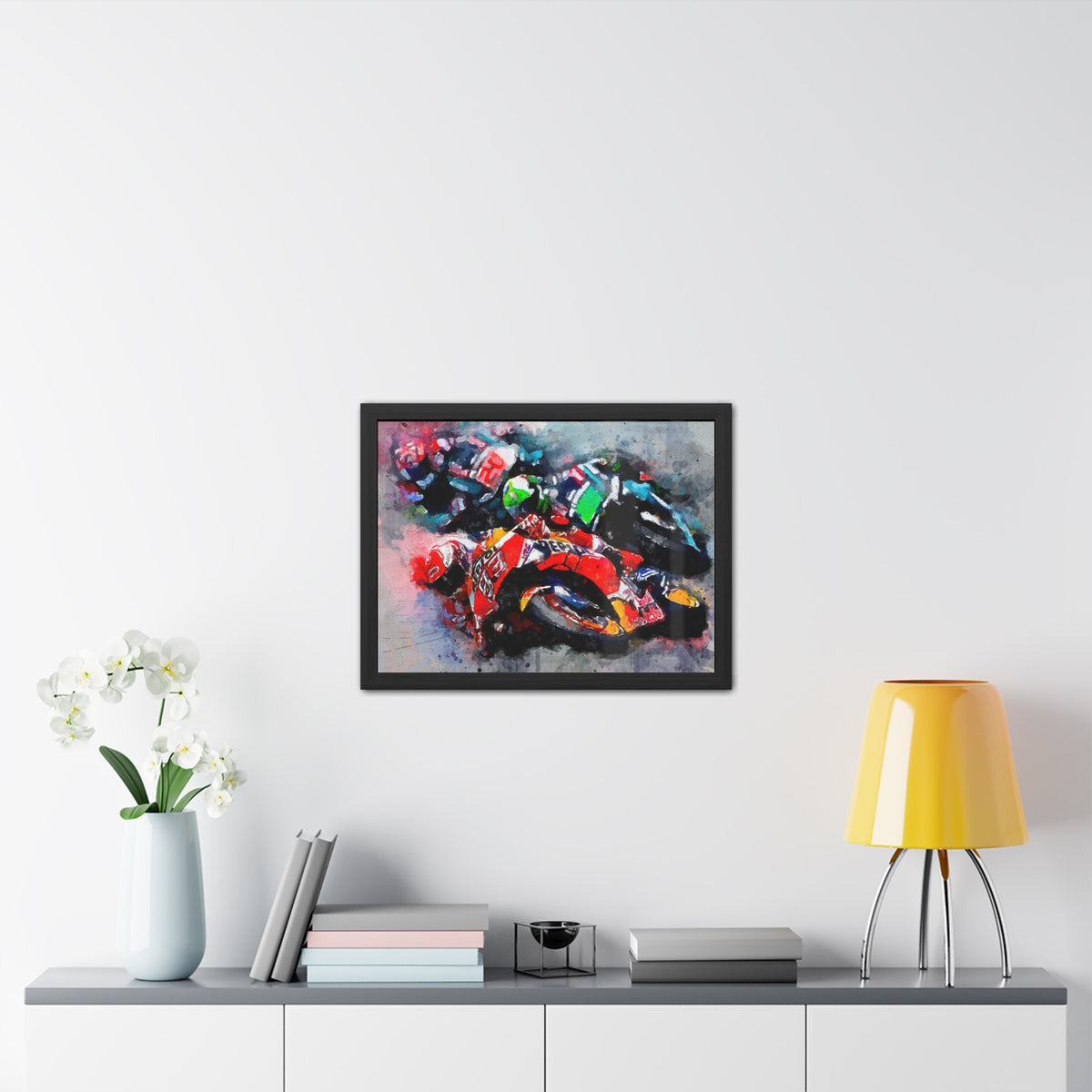 Velocity Unleashed: Framed Watercolour Fine Art MotoGP Fine Art Print Poster - Ready to Hang, Wall Art MotoGP Gift